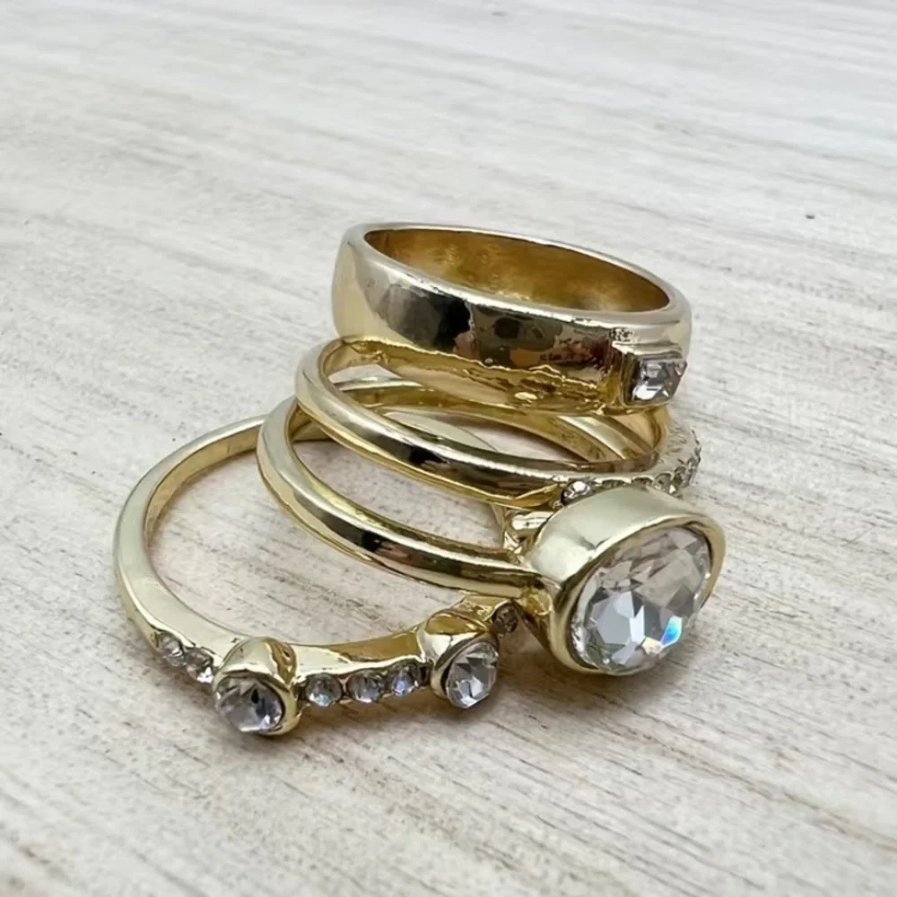 - New 18k Gold Plated Stack Rings Size 6